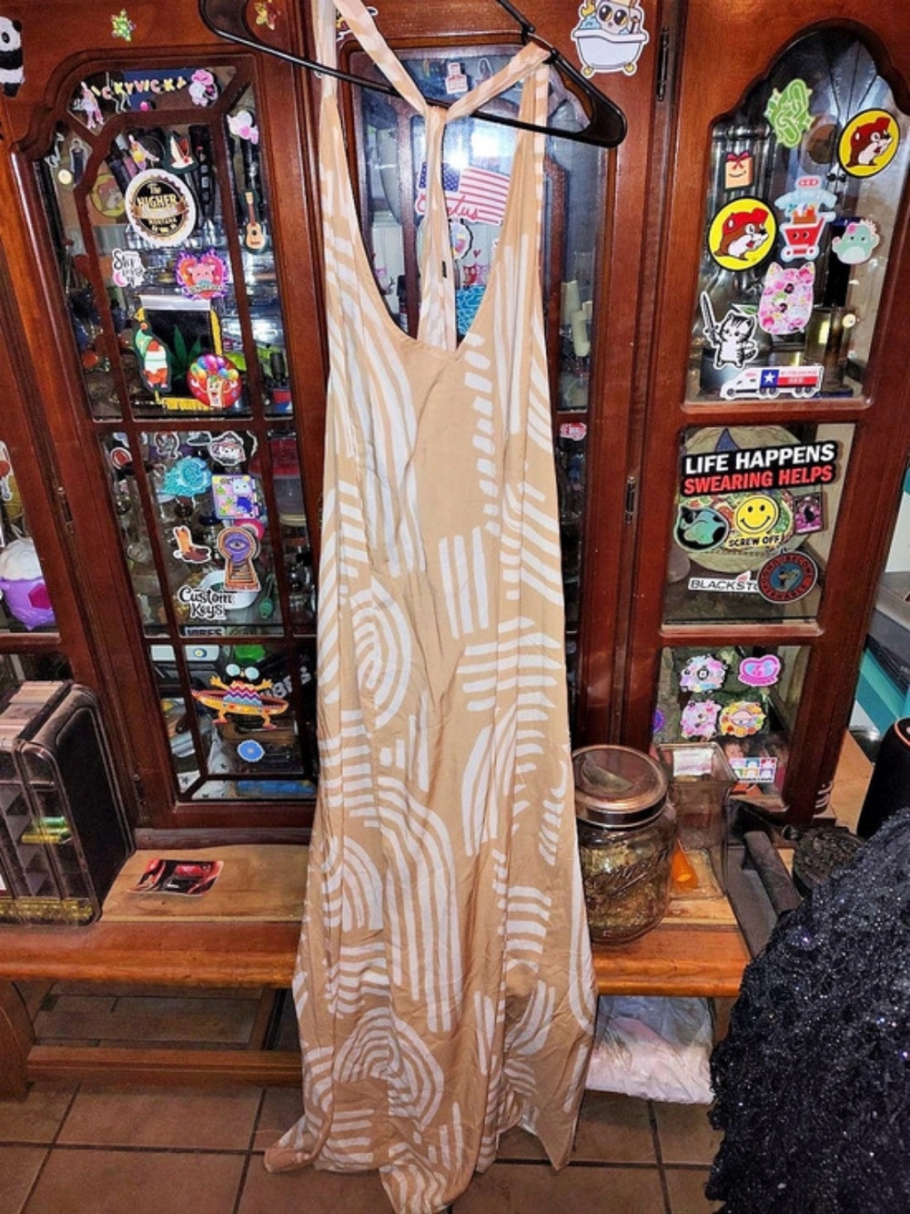 TORRID Challis Beige & White Abstract Twist Tie-Back Maxi Dress 4X